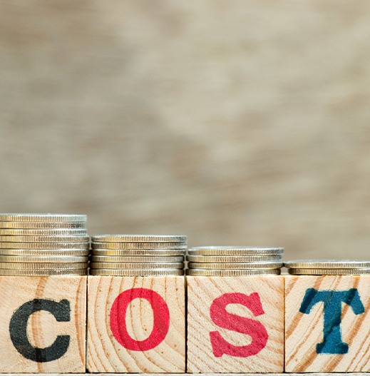Cost written on wooden blocks